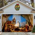 Holloyiver Christmas Nativity Garage Door Banner 5.9x13.1 ft Large Christmas Garage Door Decorations The Season Backdrop Background for Photo Holy Nativity Christmas Party Outdoor Banner