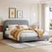 Teddy Fleece Full Size Upholstered Platform Bed with Thick Fabric, Solid Frame and Stylish Curve-shaped Design