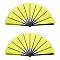 Folding Fan Vintage Handheld Fans Plastic for Halloween Party 64x33cm/25.2x13 Pack of 2 (Yellow Black)