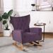 Versatile Kids Rocking Chair Purple Velvet Padded Armchair Modern High Back Single Sofa Nap Chair Stools for Nursery Balcony