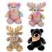 DolliBu Plush Moose and Bear Stuffed Toys - Soft Huggable Plush Kit Adorable Wildlife Creature Plush toys Cute Fluffy Cuddle Gifts Super Soft Plush Doll Wildlife Toys for Kids and Adults - 4 Pack