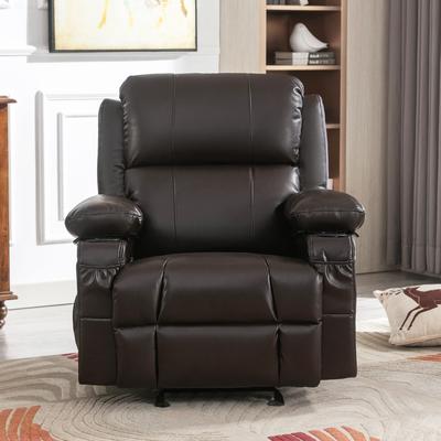 Oversized Heat Recliner Chair Massage Sofa w/USB Port & Cup Holders,Brown