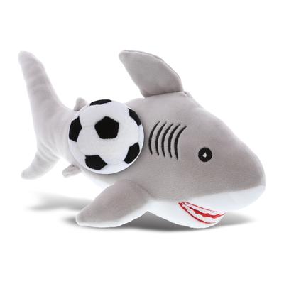 DolliBu Soft Huggable Gray Shark Stuffed Animal with Soccer Ball Plush - 12 inches