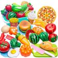 Duobla Play Food Toys For Kids Kitchen Set Playset Accessories Peel Cut Toy Food Fruits And Vegetables Toys Christmas Birthday Gift For Toddlers Girls Boys Kids Storage