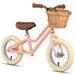 Glerc 12 inch Kids Balance Bike with Basket for 2-6 Years Old Children Peach