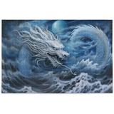 Dreamtimes 500 PCS Beautiful White Dragon Puzzles for Adults and Kids Wooden Jigsaw Puzzles Puzzle for Adults Fun Challenging Brain Exercise Family Game Creative Gift for Friends Grandparents