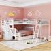 Twin over Full L-Shaped Pine Bunk Bed w/ 3 Drawers, Ladder & Staircase Storage Bed Frame for Multi Families, Space-Saving