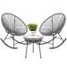3-Piece Patio Woven Rope Acapulco Rocking Chair Bistro Set