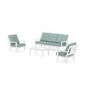 POLYWOODÂ® Prairie 4-Piece Deep Seating Set with Sofa in White / Glacier Spa