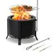 Magic Union 20â€� Smokeless Fire Pit with Grill Wood Burning Fire Pit with Cooking Grate 2 in 1 BBQ Firepit Black