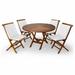 All Things Cedar 5-Piece 4-ft Teak Round Folding Table Set with White Cushions
