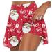 SKSloeg Skorts Skirts for Women Athletic Pleated Skirt Santa Claus HO Letter Print High Waist Sports Athletic Running Shorts Golf Tennis Skorts Wine XXXL