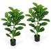 BULYAXIA 3FT Artificial Fiddle Leaf Fig Tree Set of 2 Fake Ficus Pandurata Plant with 32 Leaves 35.5 Inches Faux Ficus Lyrata Plant in Pots for Home Office Housewarming Gift (Fiddle Leaf Fig Tree)