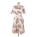 Mint Limit Casual Dress - A-Line V Neck Short sleeves: Ivory Floral Dresses - Women's Size Medium