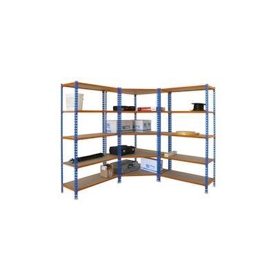 Proregal Mega Deal 1x Eckregal + 2x Schwerlastregal Muli | HxBxT 180x180x50cm | Fachlast 200kg | Blau-Orange | Standregal Metallregal Steckregal Image