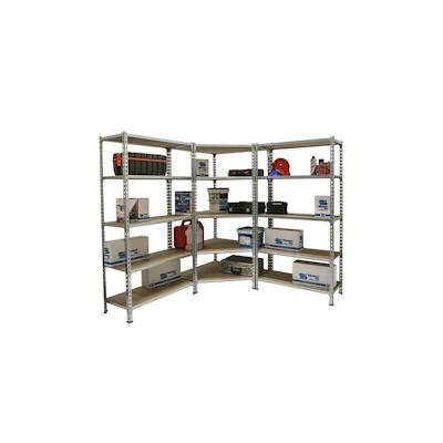 Proregal Mega Deal 1x Eckregal + 2x Schwerlastregal Muli | HxBxT 180x180x30cm | Fachlast 200kg | Verzinkt | Standregal Metallregal Steckregal Image