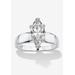 Women's 2.11 Cttw. Marquise-Cut Cubic Zirconia .925 Sterling Silver Solitaire Ring by PalmBeach Jewelry in Silver (Size 10)