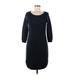 Ann Taylor LOFT Casual Dress - Sweater Dress Scoop Neck 3/4 sleeves: Blue Dresses - Women's Size Medium