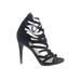 Diba Heels: Strappy Stilleto Party Black Print Shoes - Women's Size 6 1/2 - Open Toe