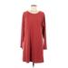 Cable & Gauge Casual Dress - Shift: Burgundy Solid Dresses - Women's Size Large