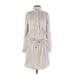 Banana Republic Heritage Collection Casual Dress - Shirtdress Collared Long sleeves: Gray Print Dresses - Women's Size 4