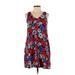 Ann Taylor LOFT Outlet Casual Dress - Shift V-Neck Sleeveless: Blue Floral Dresses - Women's Size X-Small