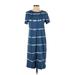 Old Navy Casual Dress High Neck Short sleeves: Blue Tie-dye Dresses - Women's Size Small Tall