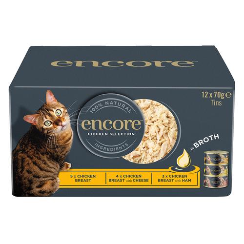 12x70g Encore Dose in Brühe Huhn Selection Multipack Katzenfutter nass