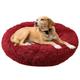 ZFEBHMY Pet Dog Cat Calming Bed,Cat Cushion Machine Washable Dog Sofa Bed,Plush Round Donut Pets Beds for Dogs Cats, Anti-slip Bottom Cosy Anti Anxiety Beds-Burgundy A||Ø80cm/32in
