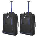 5 Cities Set of 2 Super Lightweight Cabin Approved Travel Wheely Suitcase Wheeled Bags Luggage Set, 55 cm, 42L