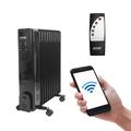 AMOS 11-Fin 2500W Oil Filled Radiator Wi-Fi Smart App Enabled & Remote Control 3 Heat Settings Timer Digital Display, Black