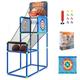 Maxmass 2-in-1 Kids Arcade Basketball Hoop, Children Basketball Hoop Game with 8 Sticky Balls, 2 Basketballs, Electronic Scoreboard & Sound Effect, Outdoor Indoor Basketball Stand Set for 3+ Years Old