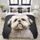 Single Duvet Cover Set Shih Tzu Reversible Soft Easy Care Quilt Bedding Set with Pillowcase - Single Duvet Cover(155 x 220cm) + 2 Pillowcase(50x75 cm)