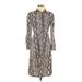 Fashion Nova Casual Dress - Shirtdress Collared 3/4 sleeves: Gray Snake Print Dresses - Women's Size Small