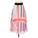 DKNY Casual Midi Skirt Calf Length: Pink Color Block Bottoms - Women's Size 2X-Small