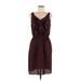 Mossimo Casual Dress - Party V-Neck Sleeveless: Burgundy Dresses - Women's Size Medium