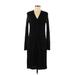 DKNY Casual Dress - Sheath V Neck Long sleeves: Black Print Dresses - Women's Size Medium