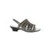 London Fog Sandals: Slingback Chunky Heel Boho Chic Gray Print Shoes - Women's Size 7 1/2 - Open Toe