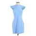 Adelyn Rae Casual Dress - Sheath Mock Short sleeves: Blue Print Dresses - Women's Size Small