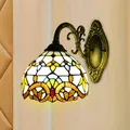 Applique Murale en Verre Beige Style Tiffany Style Victorien pour Chambre à Coucher Salon Salle