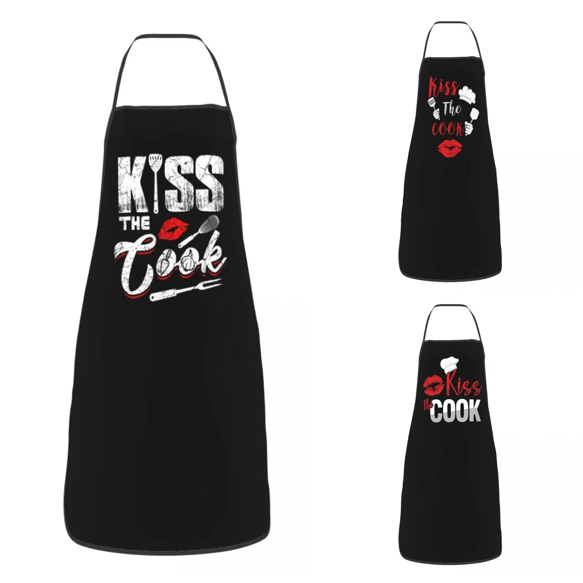 Rétro Kiss The Cook tablier femmes hommes unisexe bavoir Cuisine Cuisine Tablier Cuisine Chef jardinage