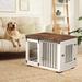 Tucker Murphy Pet™ Sliding Double Doors Dog Crate Furniture Style Pet Crate Dog Cat Kennel Cage Side End Table Wood in Brown/White | Wayfair