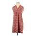 BCBGMAXAZRIA Casual Dress - Shift V Neck Sleeveless: Red Dresses - Women's Size Small