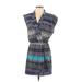 Collective Concepts Casual Dress - Mini V Neck Sleeveless: Blue Chevron/Herringbone Dresses - Women's Size Small