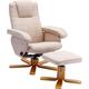 SVITA Charles Relaxsessel Hocker Sessel Fernsehsessel Drehsessel Polyester Holz Beige