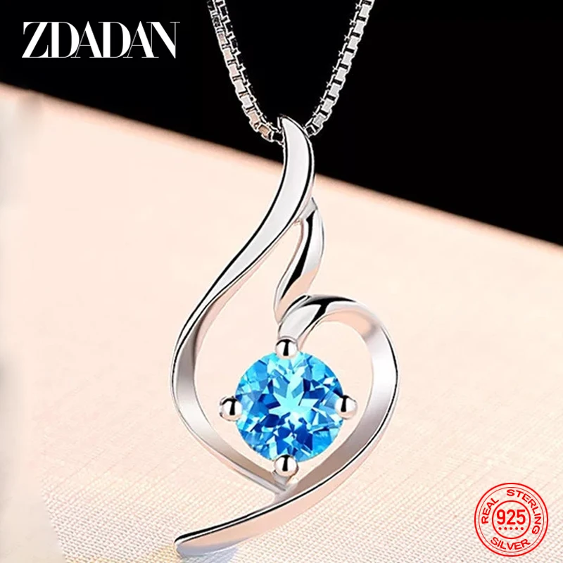Catena di collana in zircone blu argento Sterling 925 ZDADAN per gioielli da sposa moda donna
