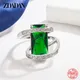 Zdadan Sterling Silber Vintage geometrische Smaragd ringe für Frauen Hochzeit Verlobung Schmuck