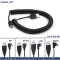 Cavo adattatore a spirale a spirale da 90 gradi ad angolo retto da 3 m USB 2.0 A maschio a Mini USB 5 pin 5 piedi per lettori MP3 fotocamere digitali