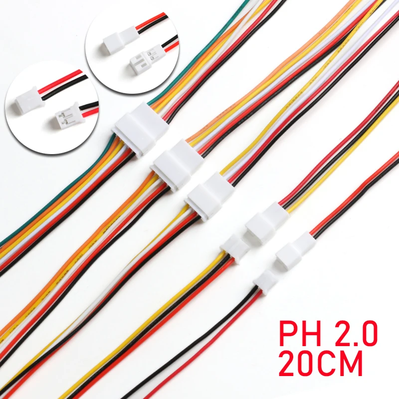 5Pairs Micro JST PH2.0 PH2 2p 3p 4p 5p 6p Männlich Weiblich Stecker Terminal Stecker Kabel PH 2,0 Elektronische Draht Linie 26AWG 20CM Image