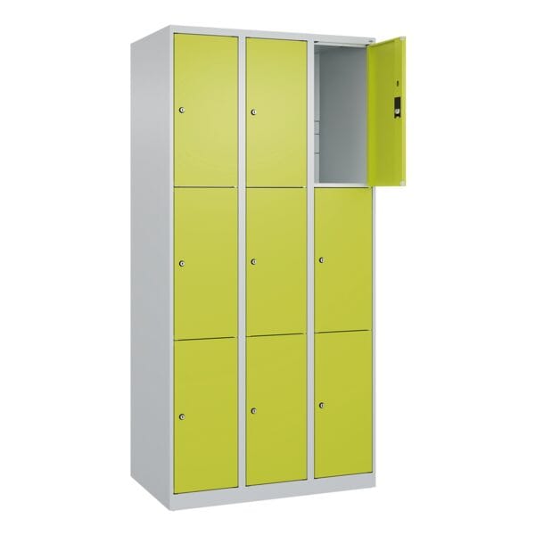 CP Schließfachschrank »Classic Plus Korpus lichtgrau« 3x3 Fächer grün, 90x185x50 cm